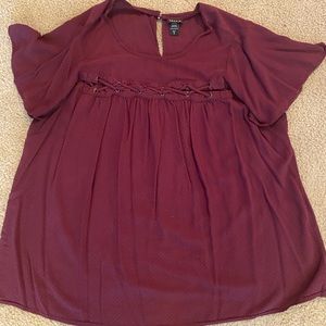 Maroon short sleeve blouse